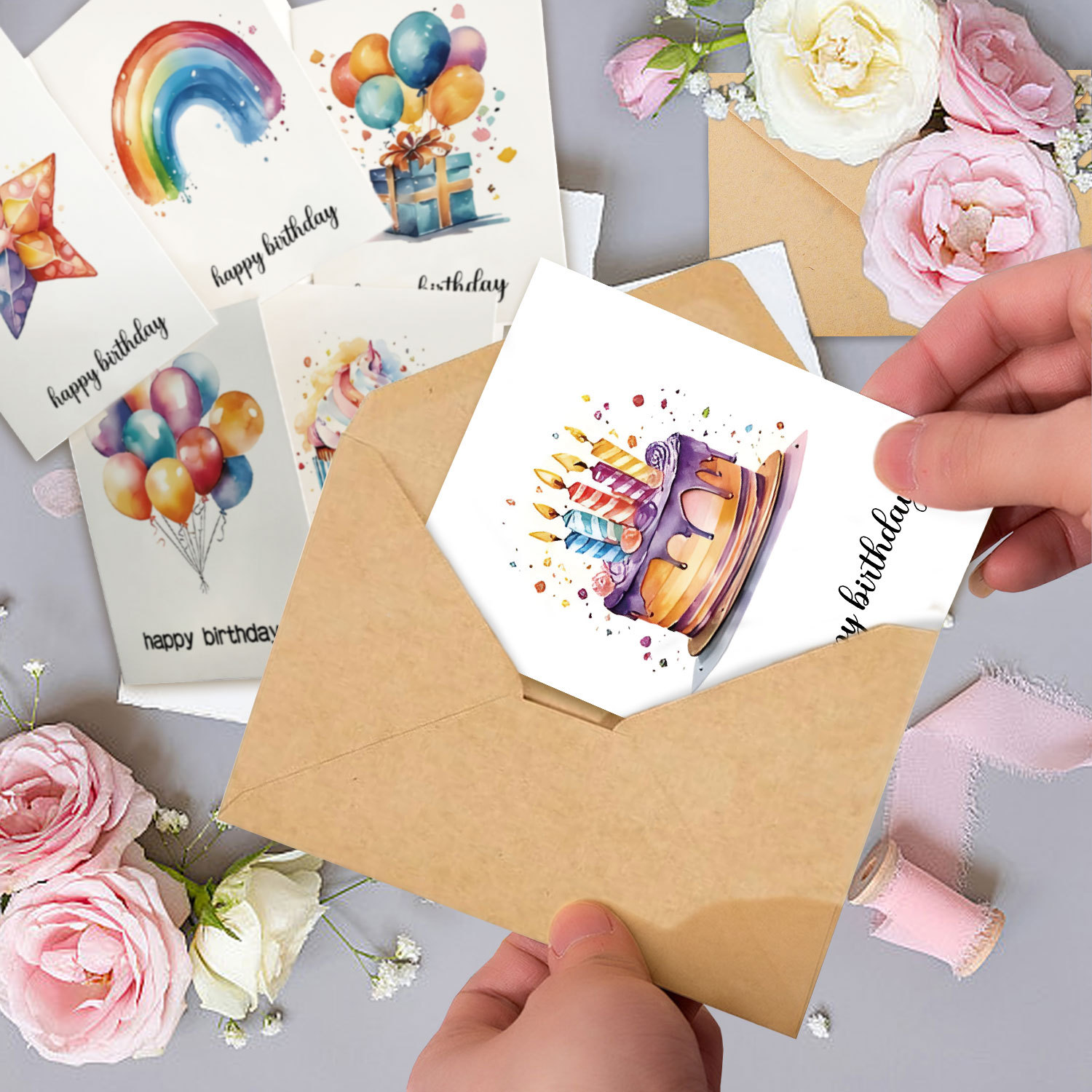 Art Craft Movement - Carte d'anniversaire aquarelle faite à la